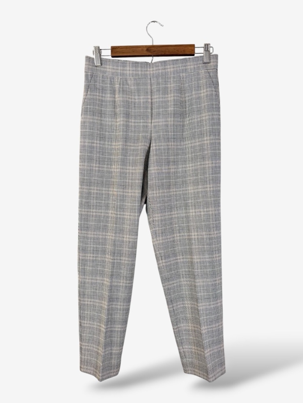 Aritzia Babaton Conan Pant Size 6 Black Gray Plaid Houndstooth Ankle Crop Preppy